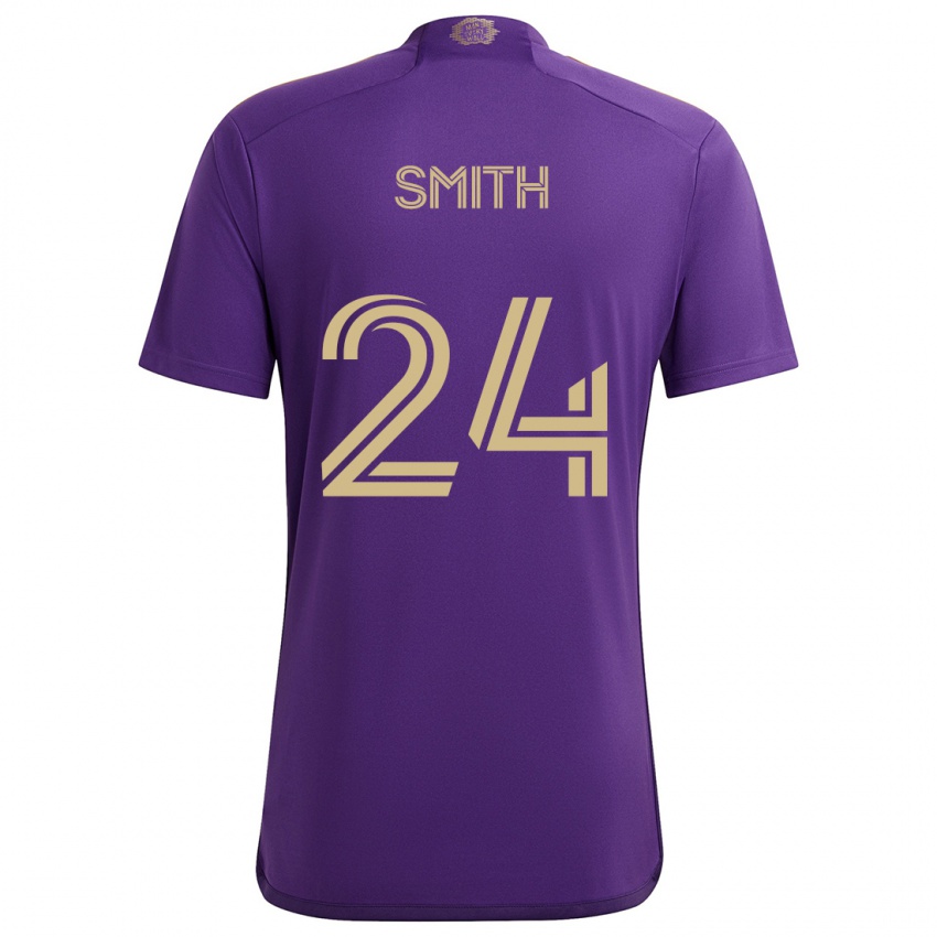 Børn Kyle Smith #24 Lilla Gul Hjemmebane Spillertrøjer 2024/25 Trøje T-Shirt