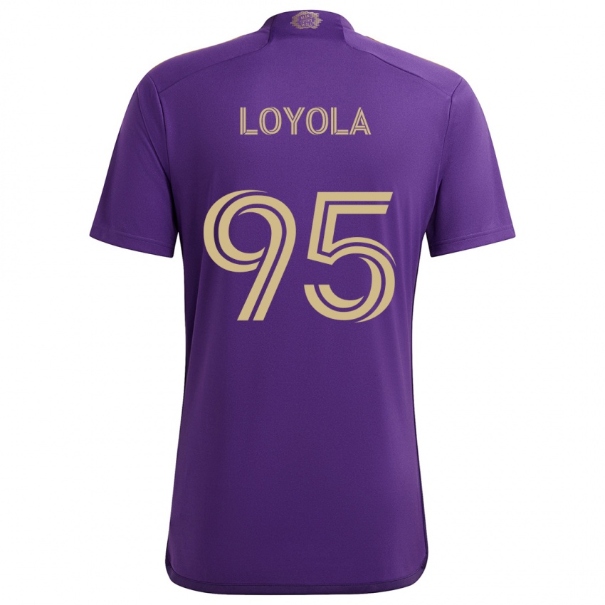 Børn Favian Loyola #95 Lilla Gul Hjemmebane Spillertrøjer 2024/25 Trøje T-Shirt