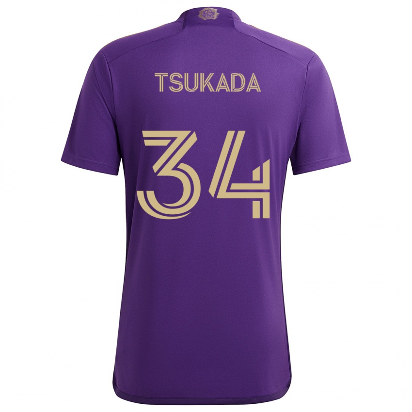 Børn Yutaro Tsukada #34 Lilla Gul Hjemmebane Spillertrøjer 2024/25 Trøje T-Shirt