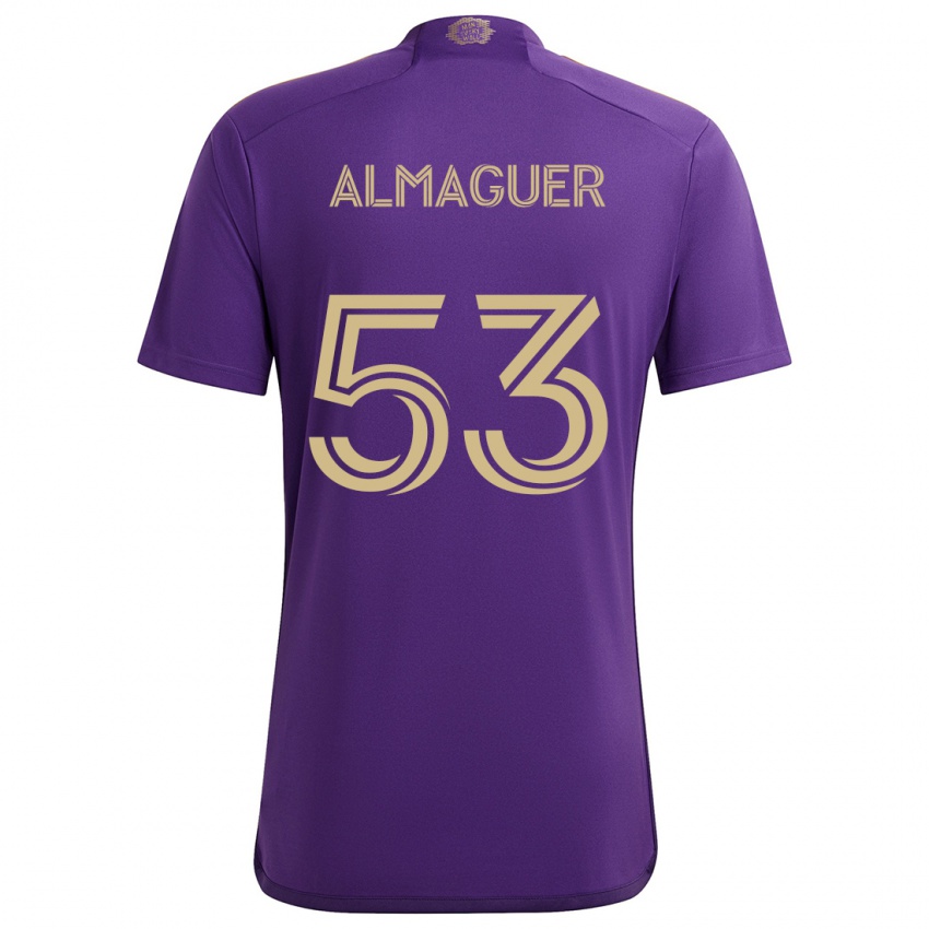 Børn Jorge Almaguer #53 Lilla Gul Hjemmebane Spillertrøjer 2024/25 Trøje T-Shirt