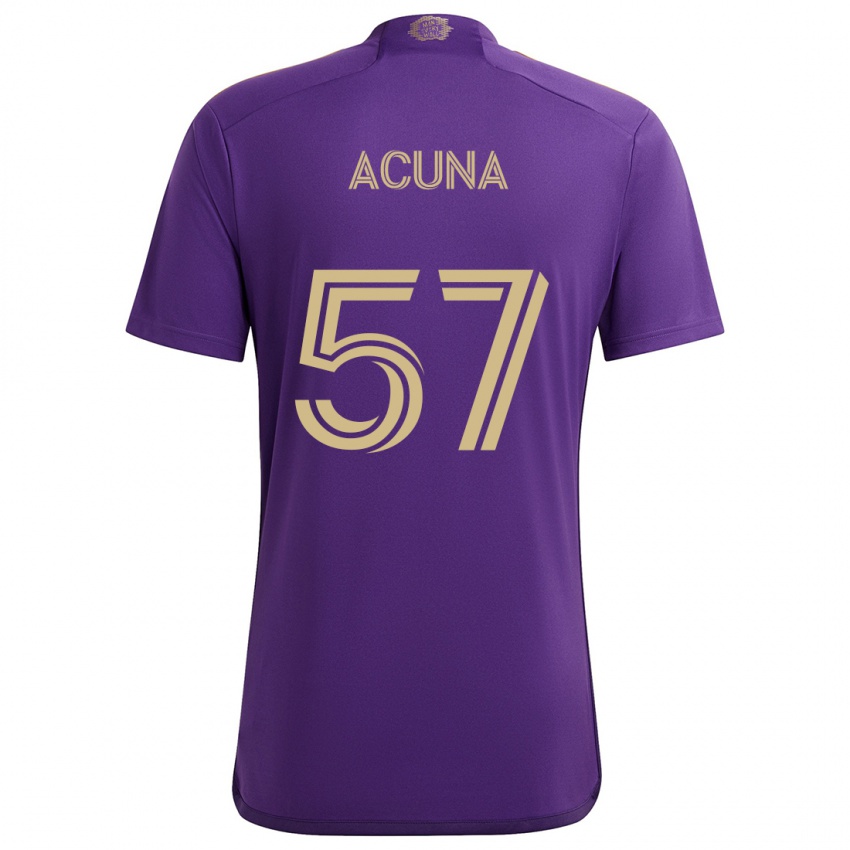 Børn Cristofer Acuña #57 Lilla Gul Hjemmebane Spillertrøjer 2024/25 Trøje T-Shirt