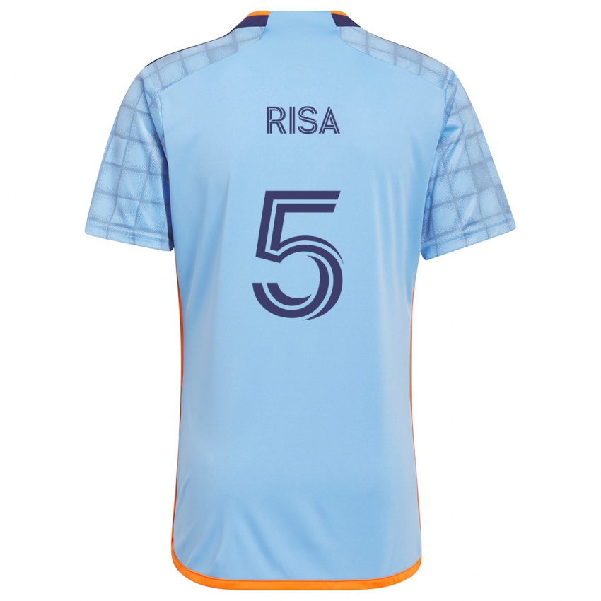 Børn Birk Risa #5 Blå Orange Hjemmebane Spillertrøjer 2024/25 Trøje T-Shirt