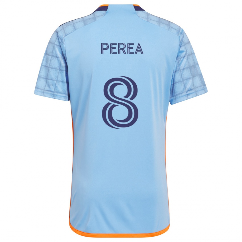 Børn Andrés Perea #8 Blå Orange Hjemmebane Spillertrøjer 2024/25 Trøje T-Shirt