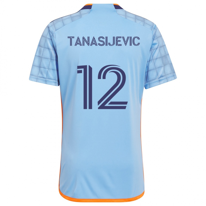 Børn Strahinja Tanasijevic #12 Blå Orange Hjemmebane Spillertrøjer 2024/25 Trøje T-Shirt