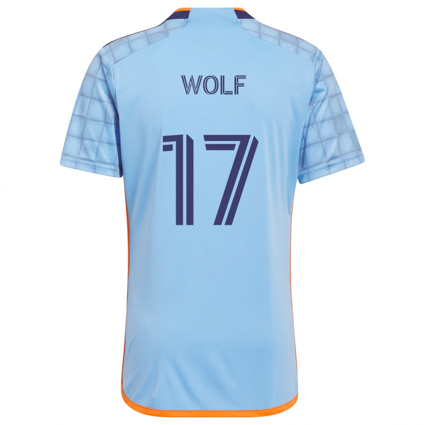 Børn Hannes Wolf #17 Blå Orange Hjemmebane Spillertrøjer 2024/25 Trøje T-Shirt