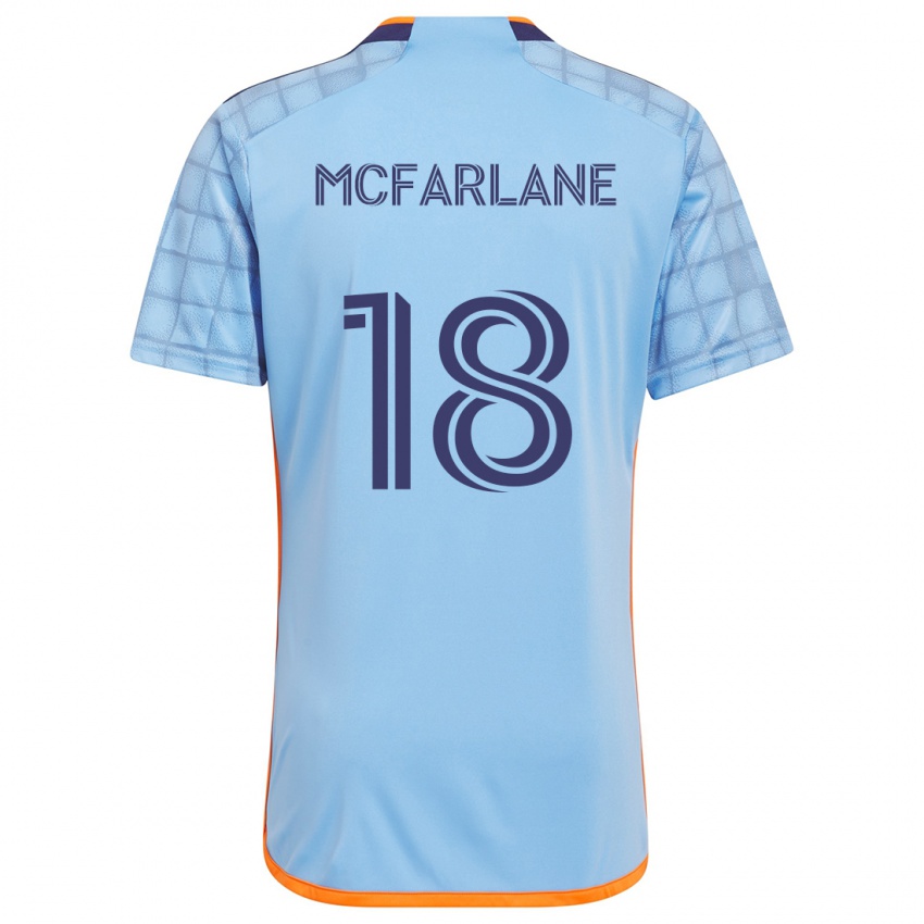 Børn Christian Mcfarlane #18 Blå Orange Hjemmebane Spillertrøjer 2024/25 Trøje T-Shirt