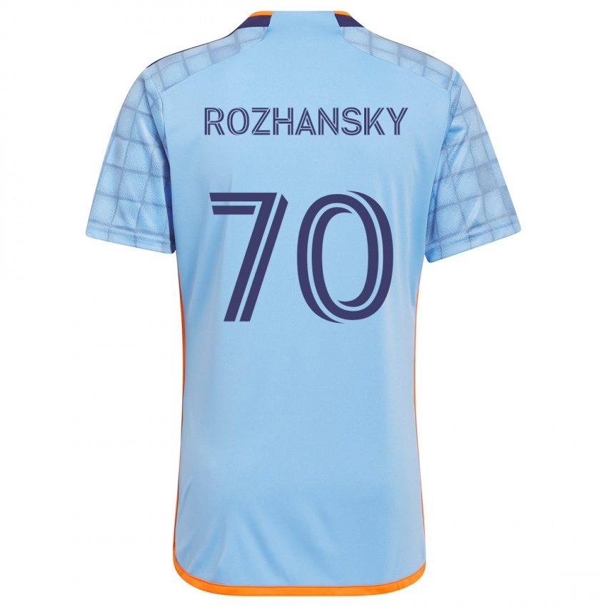 Børn Jake Rozhansky #70 Blå Orange Hjemmebane Spillertrøjer 2024/25 Trøje T-Shirt