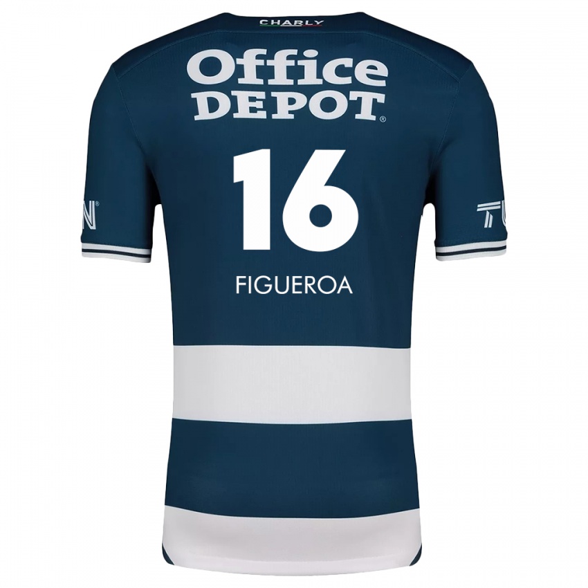 Børn Antonio Figueroa #16 Blå Hvid Hjemmebane Spillertrøjer 2024/25 Trøje T-Shirt