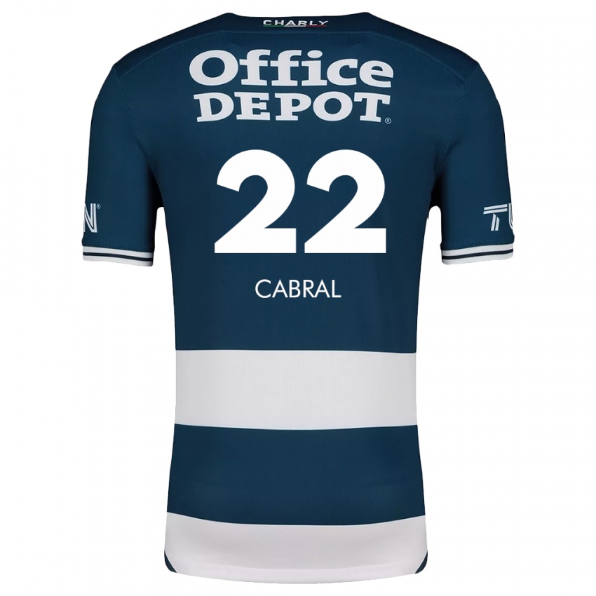 Børn Gustavo Cabral #22 Blå Hvid Hjemmebane Spillertrøjer 2024/25 Trøje T-Shirt