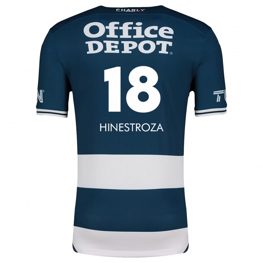 Børn Marino Hinestroza #18 Blå Hvid Hjemmebane Spillertrøjer 2024/25 Trøje T-Shirt