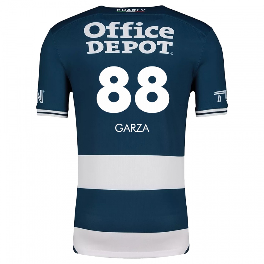 Børn Adrián Garza #88 Blå Hvid Hjemmebane Spillertrøjer 2024/25 Trøje T-Shirt