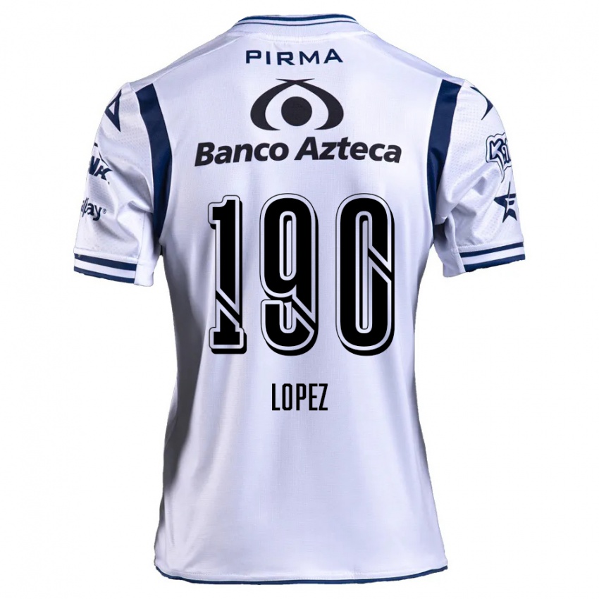 Børn Josué López #190 Hvid Marineblå Hjemmebane Spillertrøjer 2024/25 Trøje T-Shirt