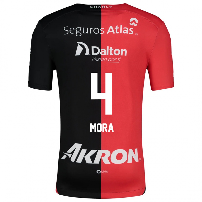 Børn Adrián Mora #4 Rød Sort Hjemmebane Spillertrøjer 2024/25 Trøje T-Shirt