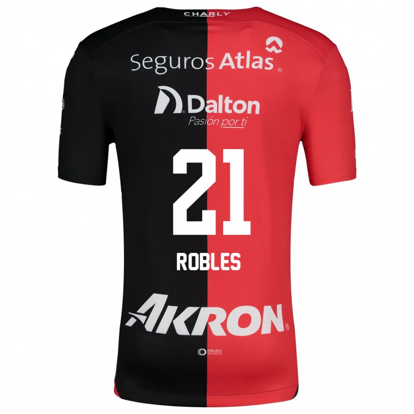 Børn Carlos Robles #21 Rød Sort Hjemmebane Spillertrøjer 2024/25 Trøje T-Shirt