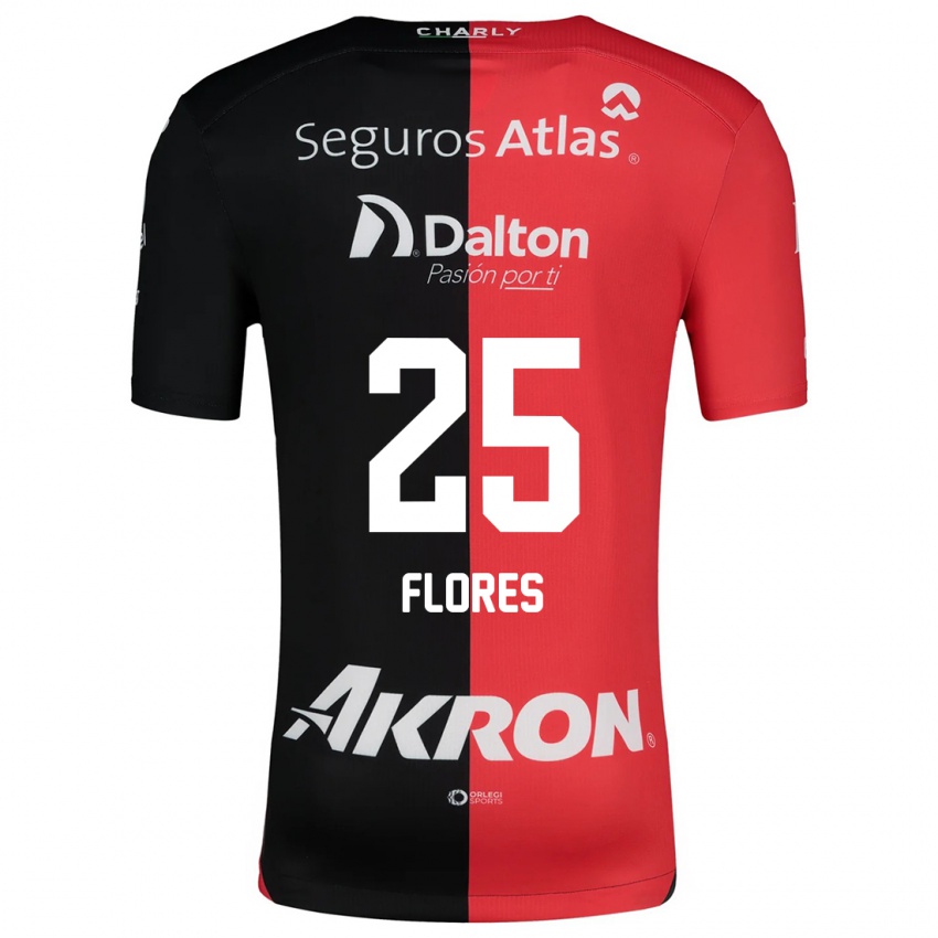 Børn Leonardo Flores #25 Rød Sort Hjemmebane Spillertrøjer 2024/25 Trøje T-Shirt