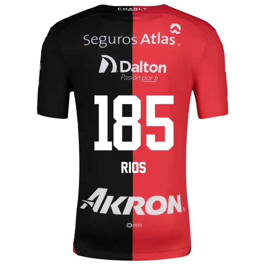 Børn Víctor Ríos #185 Rød Sort Hjemmebane Spillertrøjer 2024/25 Trøje T-Shirt