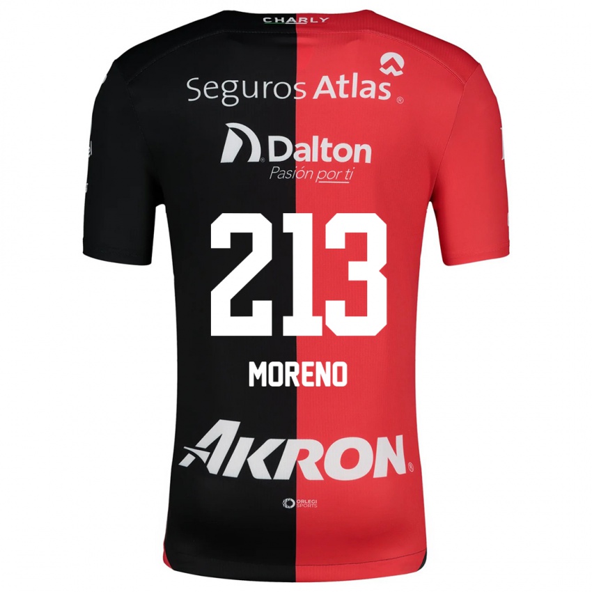 Børn Eduardo Moreno #213 Rød Sort Hjemmebane Spillertrøjer 2024/25 Trøje T-Shirt