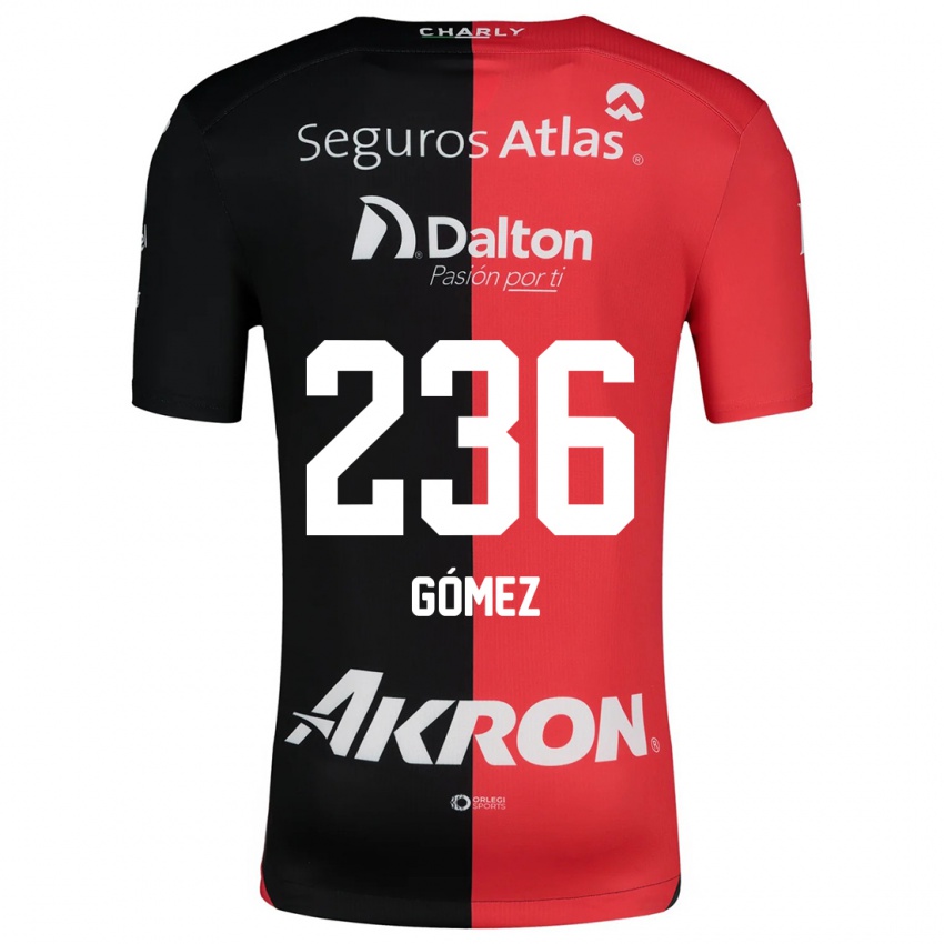 Børn José Gómez #236 Rød Sort Hjemmebane Spillertrøjer 2024/25 Trøje T-Shirt