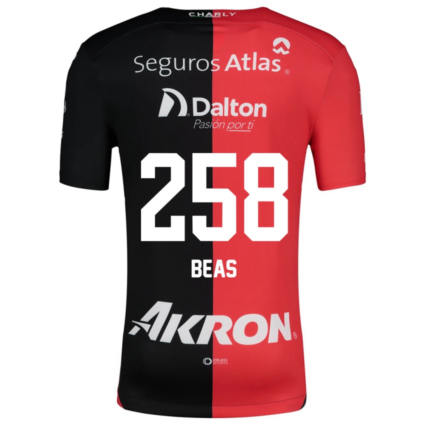 Børn Álvaro Beas #258 Rød Sort Hjemmebane Spillertrøjer 2024/25 Trøje T-Shirt