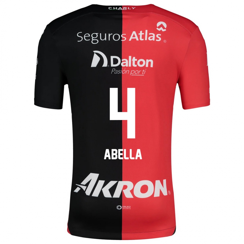 Børn José Abella #4 Rød Sort Hjemmebane Spillertrøjer 2024/25 Trøje T-Shirt