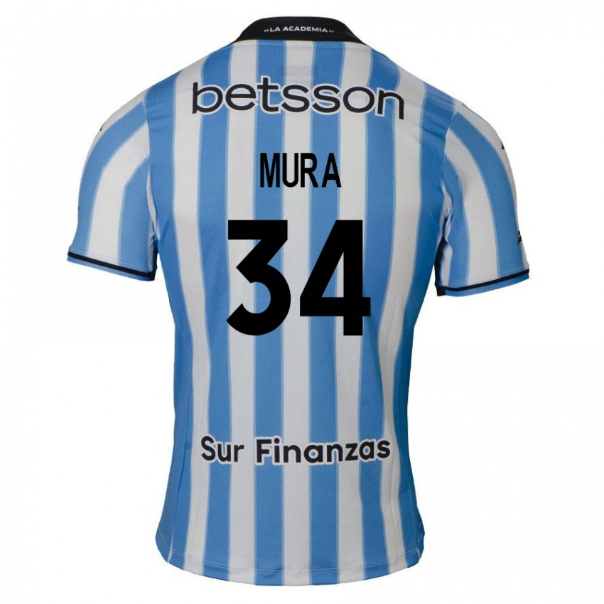 Børn Facundo Mura #34 Blå Hvid Sort Hjemmebane Spillertrøjer 2024/25 Trøje T-Shirt