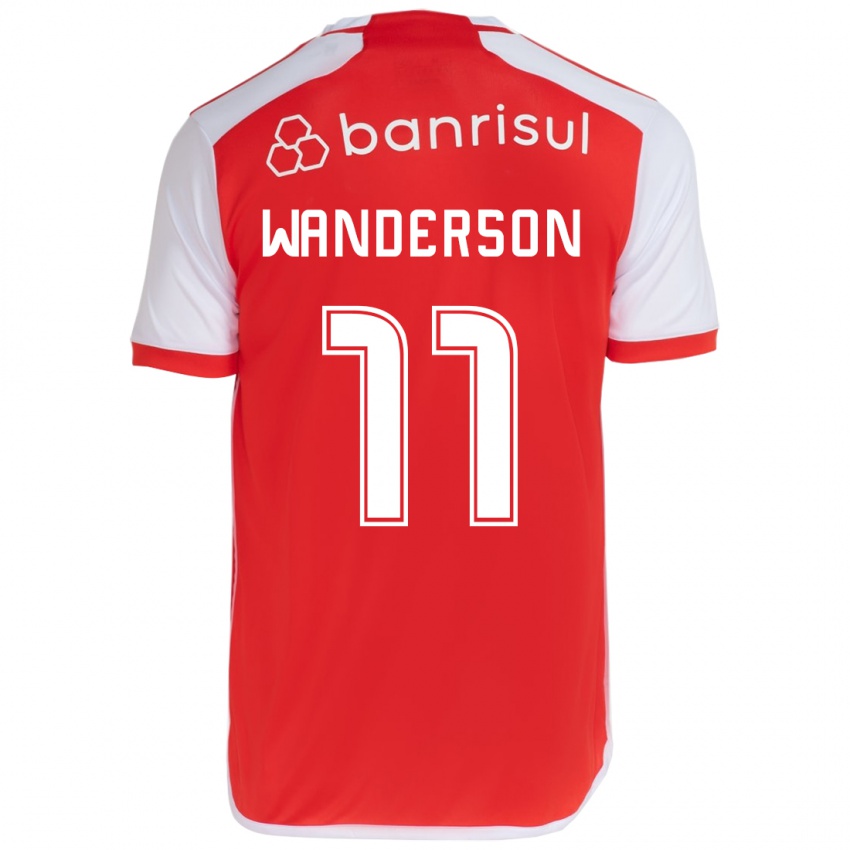 Børn Wanderson #11 Rød Hvid Hjemmebane Spillertrøjer 2024/25 Trøje T-Shirt