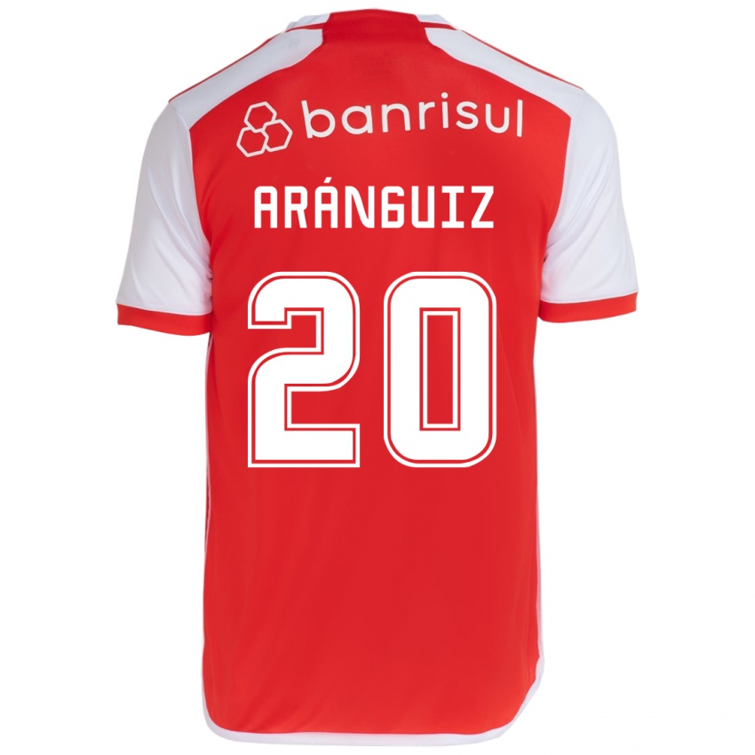 Børn Charles Aránguiz #20 Rød Hvid Hjemmebane Spillertrøjer 2024/25 Trøje T-Shirt