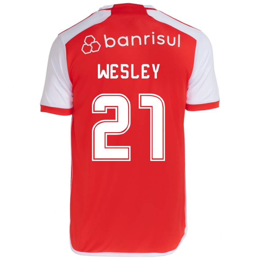 Børn Wesley #21 Rød Hvid Hjemmebane Spillertrøjer 2024/25 Trøje T-Shirt