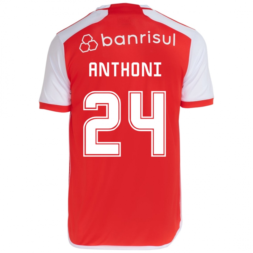 Børn Anthoni #24 Rød Hvid Hjemmebane Spillertrøjer 2024/25 Trøje T-Shirt