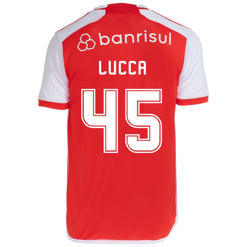 Børn Lucca #45 Rød Hvid Hjemmebane Spillertrøjer 2024/25 Trøje T-Shirt