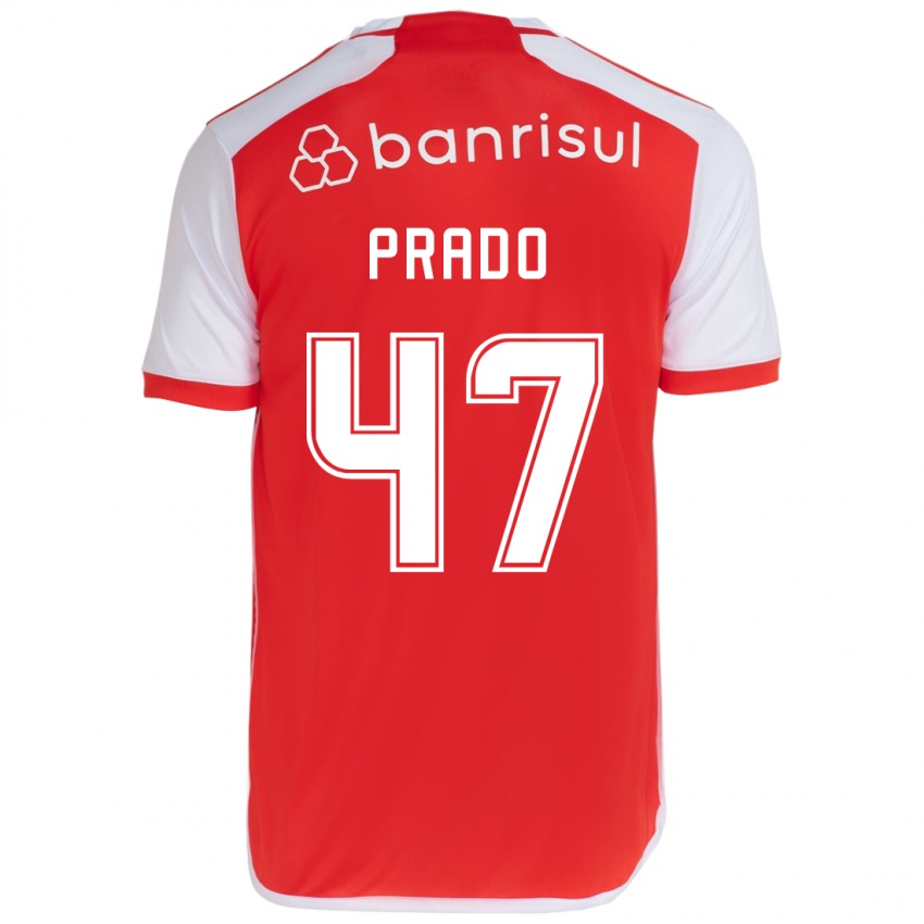 Børn Gustavo Prado #47 Rød Hvid Hjemmebane Spillertrøjer 2024/25 Trøje T-Shirt