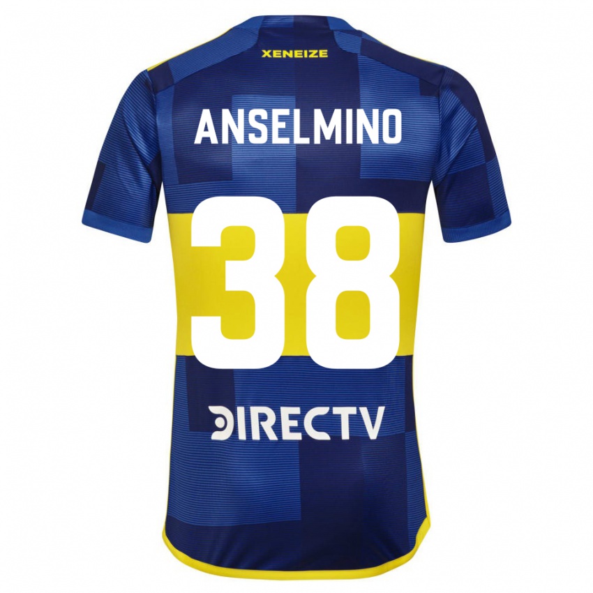 Børn Aarón Anselmino #38 Blå Gul Hjemmebane Spillertrøjer 2024/25 Trøje T-Shirt