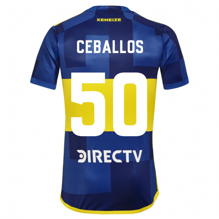 Børn Julián Ceballos #50 Blå Gul Hjemmebane Spillertrøjer 2024/25 Trøje T-Shirt