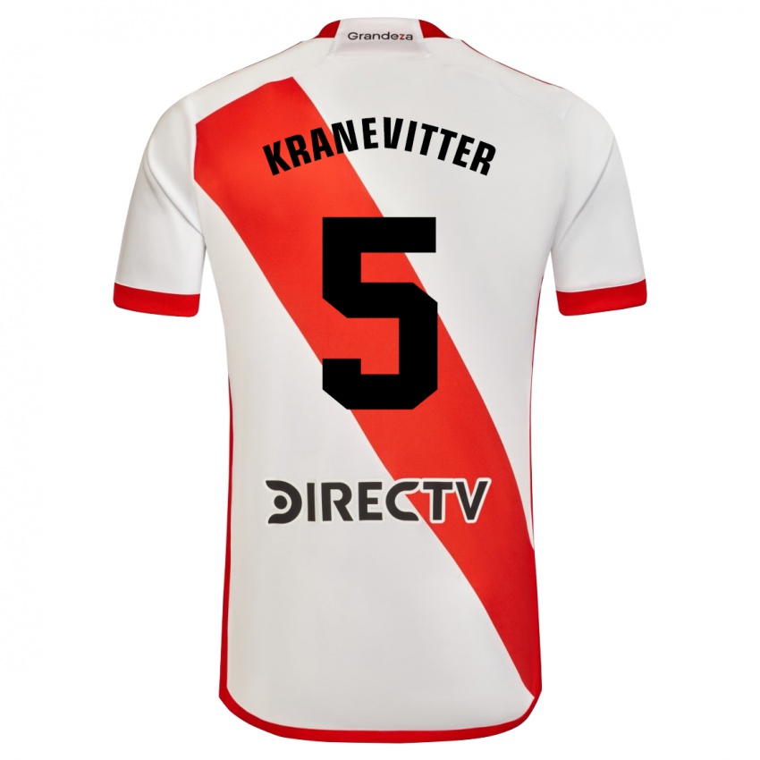 Børn Matías Kranevitter #5 Hvid Rød Hjemmebane Spillertrøjer 2024/25 Trøje T-Shirt