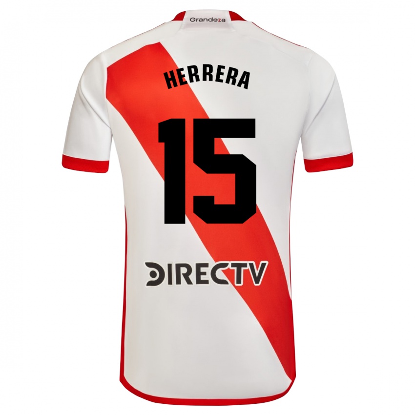 Børn Andrés Herrera #15 Hvid Rød Hjemmebane Spillertrøjer 2024/25 Trøje T-Shirt