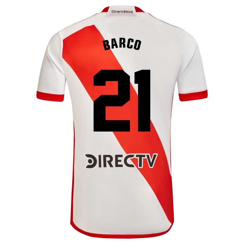 Børn Esequiel Barco #21 Hvid Rød Hjemmebane Spillertrøjer 2024/25 Trøje T-Shirt