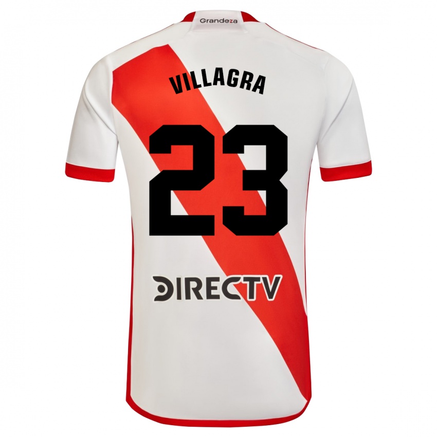 Børn Rodrigo Villagra #23 Hvid Rød Hjemmebane Spillertrøjer 2024/25 Trøje T-Shirt