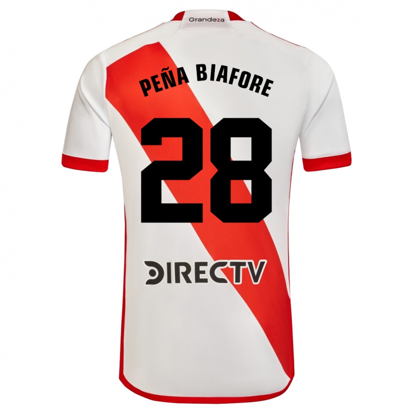 Børn Felipe Pena Biafore #28 Hvid Rød Hjemmebane Spillertrøjer 2024/25 Trøje T-Shirt