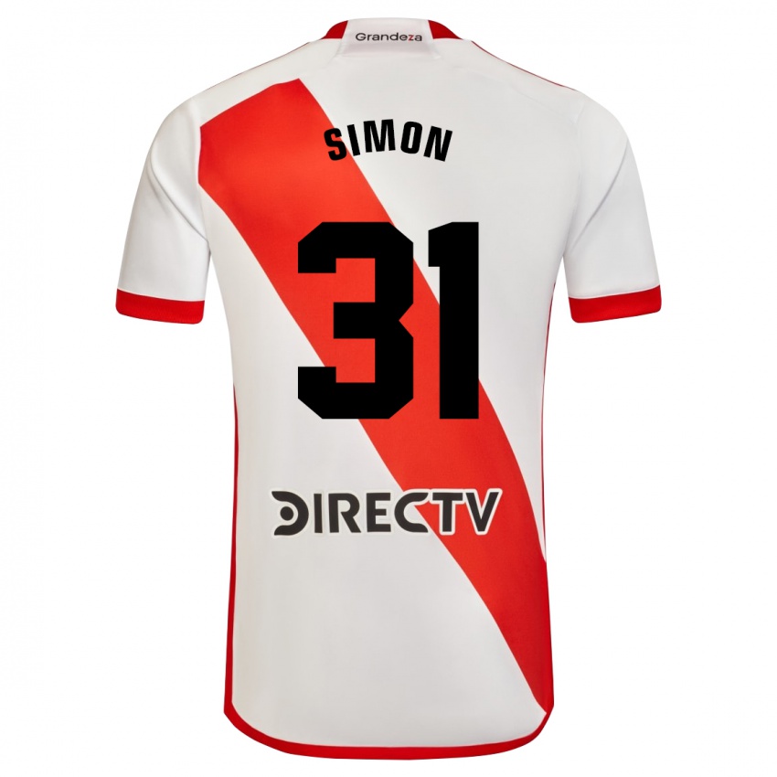 Børn Santiago Simon #31 Hvid Rød Hjemmebane Spillertrøjer 2024/25 Trøje T-Shirt