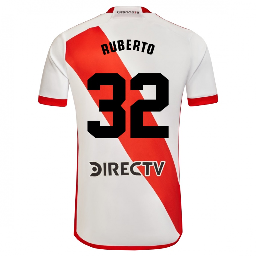 Børn Agustín Ruberto #32 Hvid Rød Hjemmebane Spillertrøjer 2024/25 Trøje T-Shirt