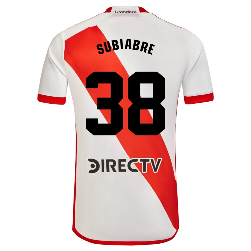 Børn Ian Subiabre #38 Hvid Rød Hjemmebane Spillertrøjer 2024/25 Trøje T-Shirt