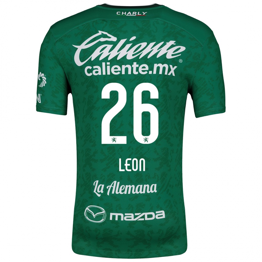 Børn Armando León #26 Grøn Hvid Hjemmebane Spillertrøjer 2024/25 Trøje T-Shirt