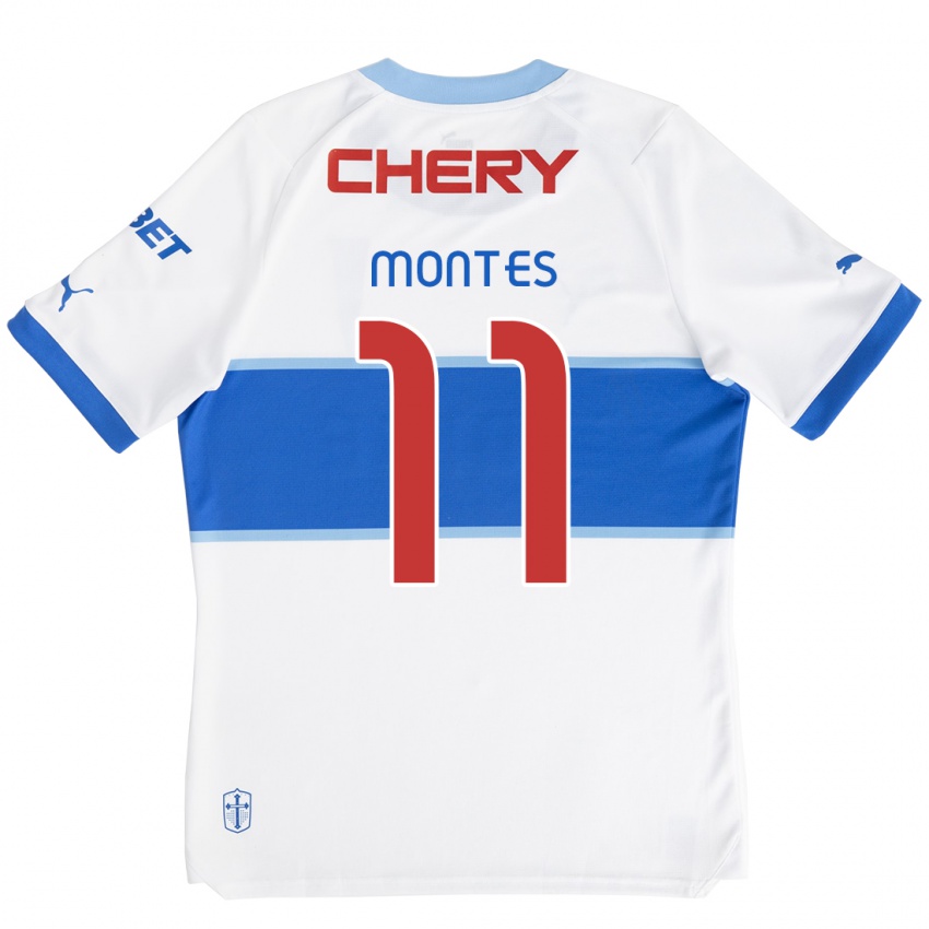 Børn Clemente Montes #11 Hvid Blå Hjemmebane Spillertrøjer 2024/25 Trøje T-Shirt