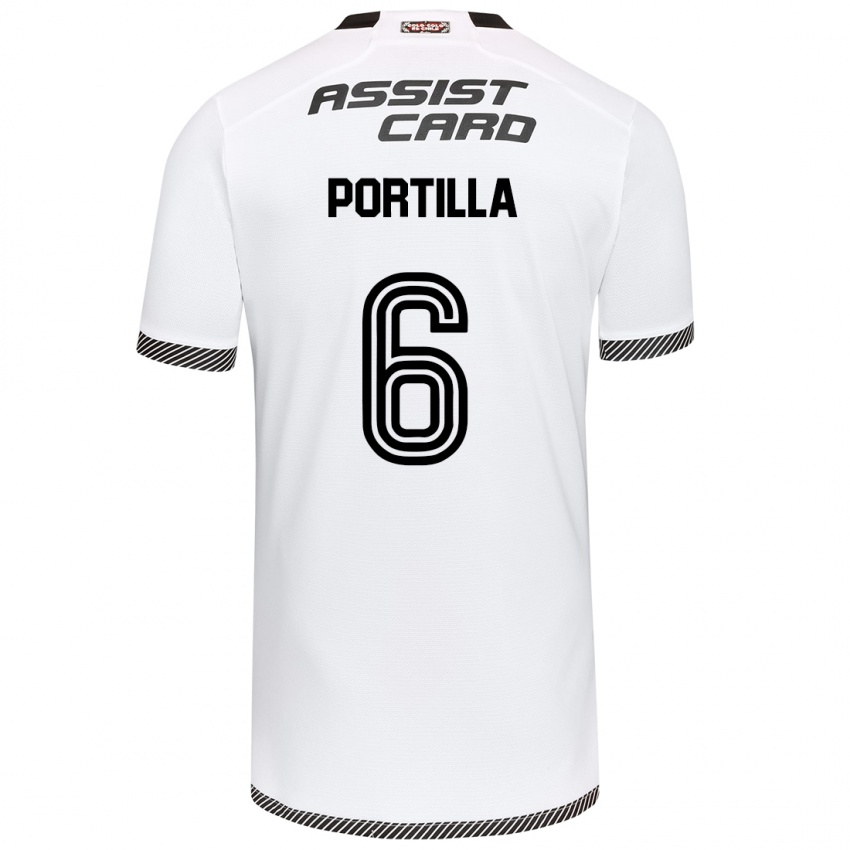 Børn Dylan Portilla #6 Hvid Sort Hjemmebane Spillertrøjer 2024/25 Trøje T-Shirt