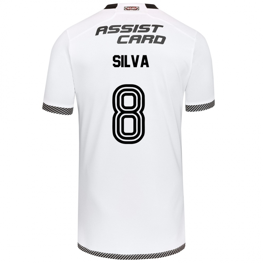 Børn Bastián Silva #8 Hvid Sort Hjemmebane Spillertrøjer 2024/25 Trøje T-Shirt