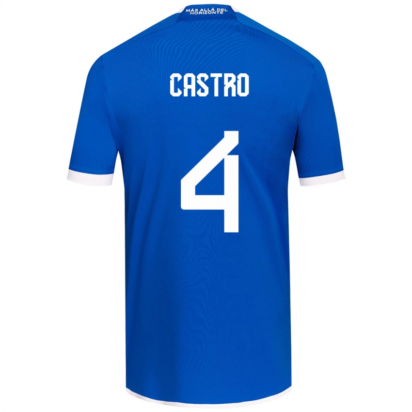 Børn José Ignacio Castro #4 Blå Hvid Hjemmebane Spillertrøjer 2024/25 Trøje T-Shirt