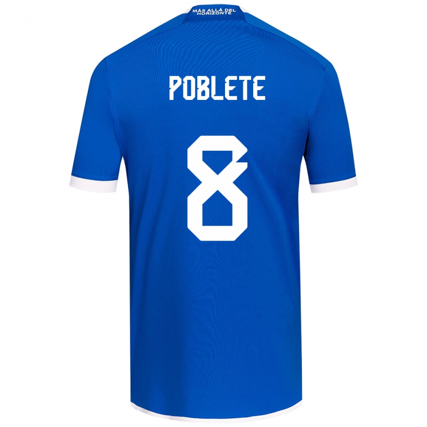 Børn Israel Poblete #8 Blå Hvid Hjemmebane Spillertrøjer 2024/25 Trøje T-Shirt