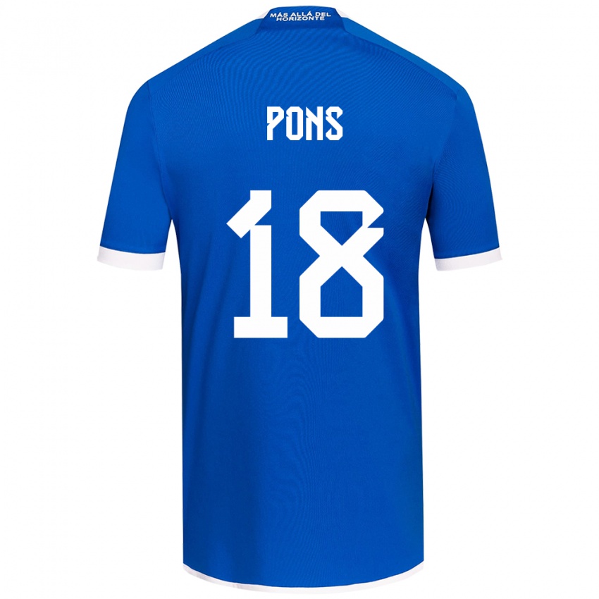 Børn Luciano Pons #18 Blå Hvid Hjemmebane Spillertrøjer 2024/25 Trøje T-Shirt