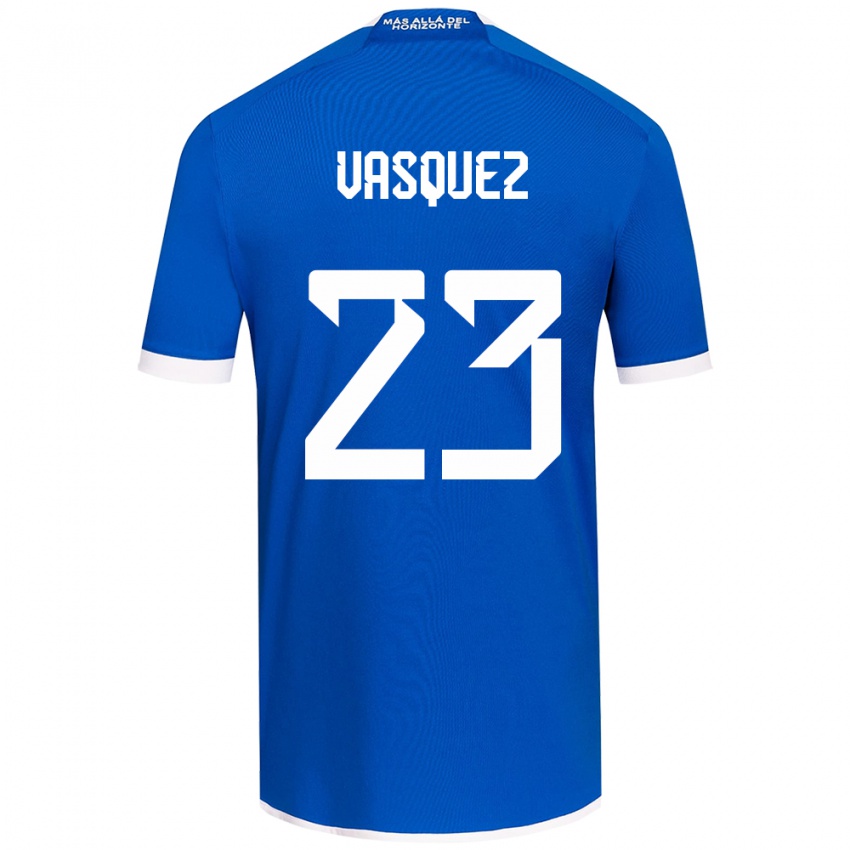 Børn Ignacio Vásquez #23 Blå Hvid Hjemmebane Spillertrøjer 2024/25 Trøje T-Shirt