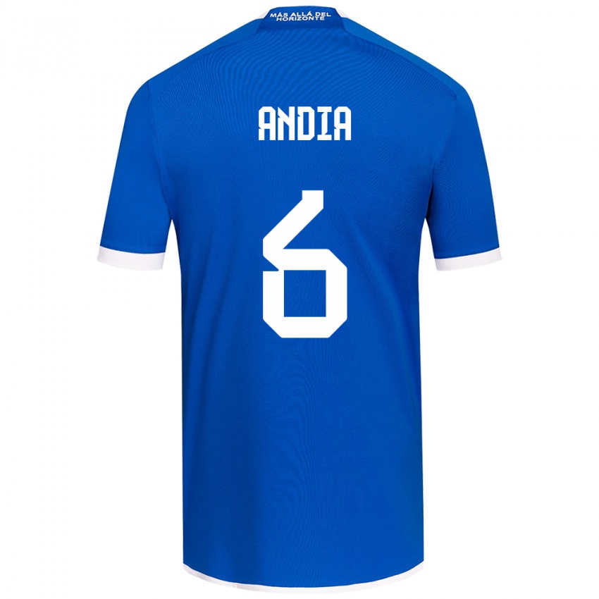 Børn Yonathan Andía #6 Blå Hvid Hjemmebane Spillertrøjer 2024/25 Trøje T-Shirt